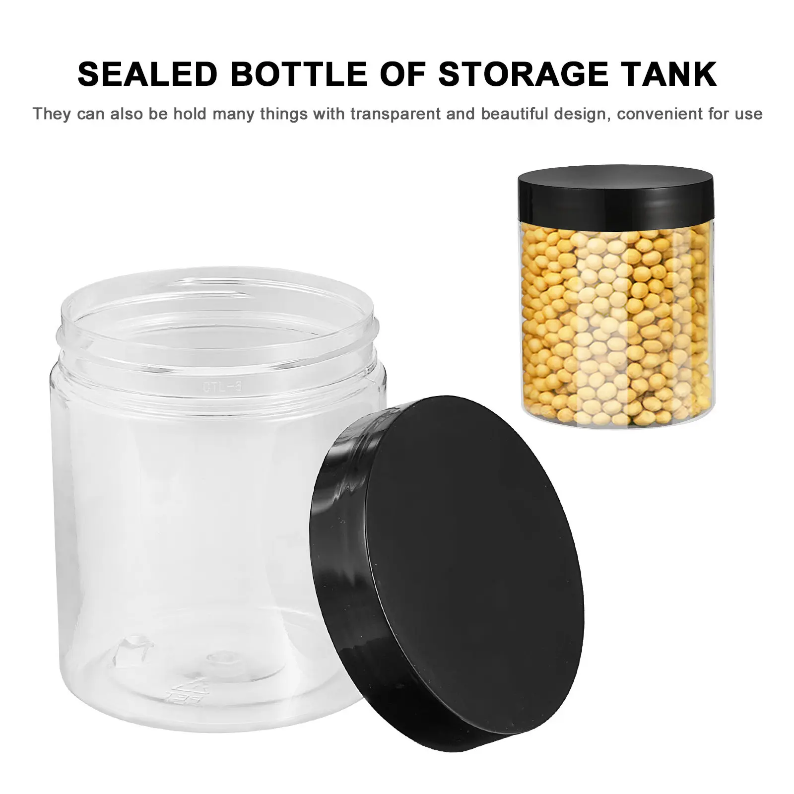 12Pcs Clear Plastic Storage Jars Sealed Containers Food Storage Organizer Kitchen Pantry Candy Grain Nut Holder view 5