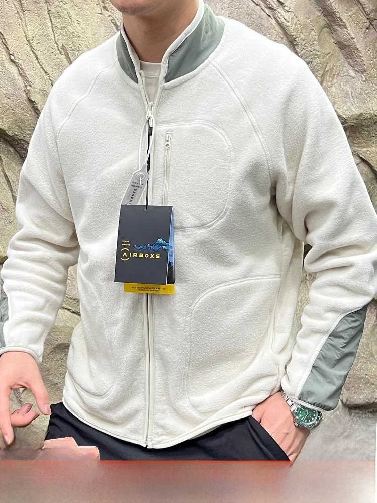 

Men's Fce Jaet Stand Collar 3D Tailoring Heavyweight Polyester Fiber Warmth Loing Outdoor Sle Long Sve Zipper Clo...