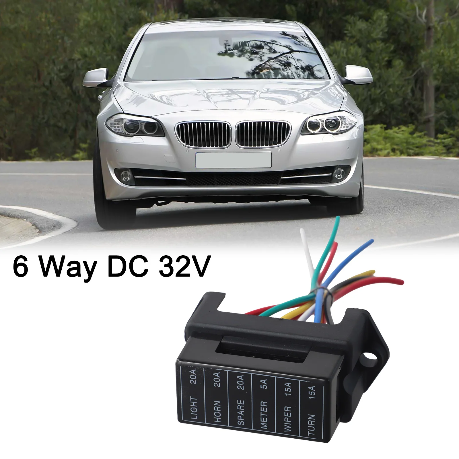 

6 Way Fuse Block Car Fuse Holder Automotive Applications Max Voltage 32V Middle Size Blade Fuse Mounting Hole Diameter 6.5mm