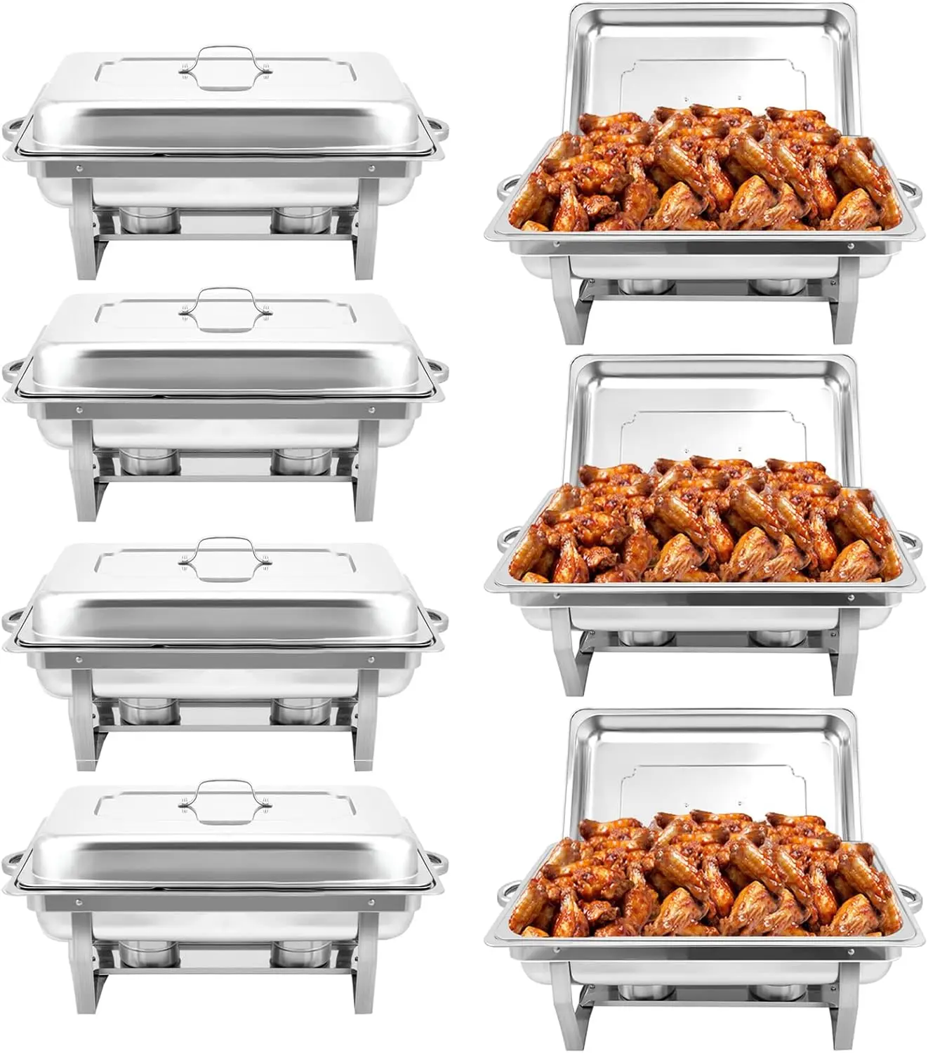 

Chafing Dish Buffet Set (7 Pack) Chafers 8QT Buffet Servers and Warmers, Chaffing Servers with Covers, Catering, Chafer