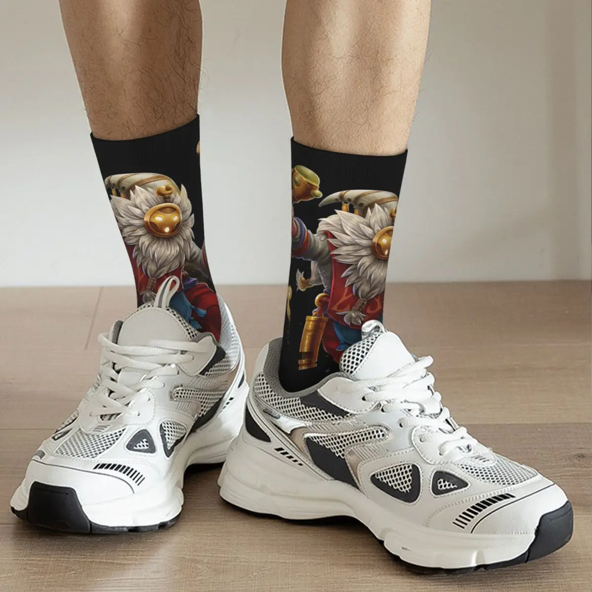 Chaussette de compression amusante en elin pour hommes, motif imprimé de qualité LOL, chaussettes d'équipage décontractées pour garçons, Bard Hip Hop Harajuku League of ATIONS End