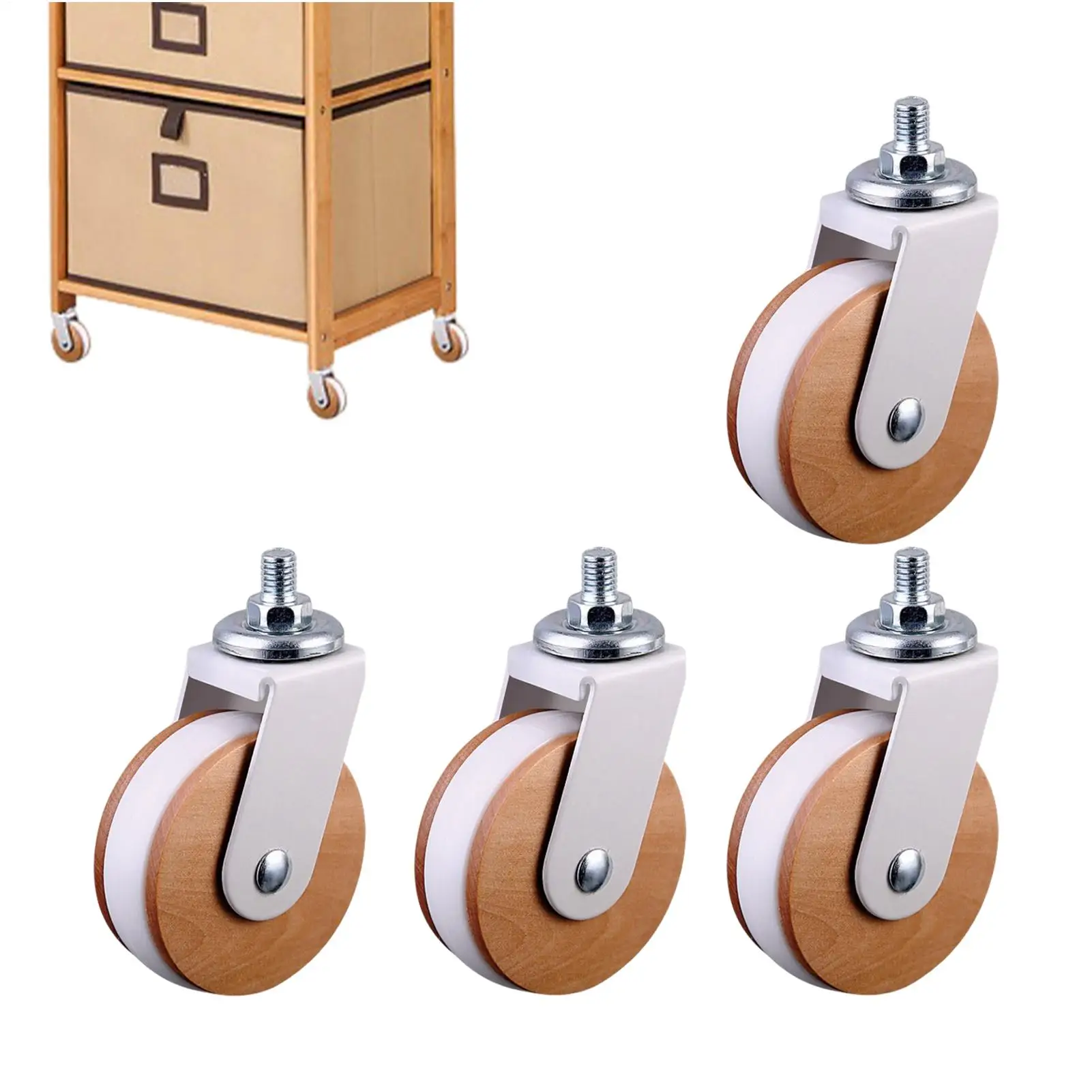 

4 Pieces M8 Caster Wheels 2.5-inch M8 X 15mm Rotating Threaded Rod Casters Heavy Duty Silent Threaded Castor Stem Caster Wheels
