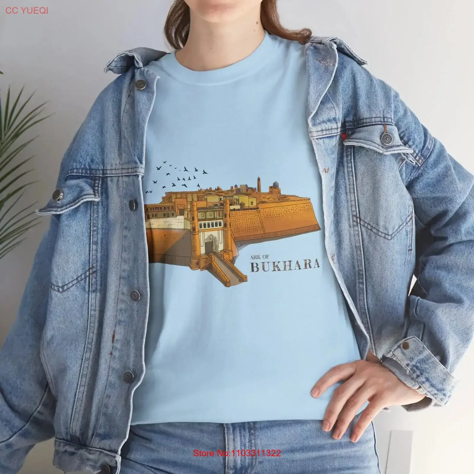 Arche de Bukhara Rudaki poème persan t-shirt dessin à la main illustration ouzbékistan Citadel touristique culturel vintage lavé