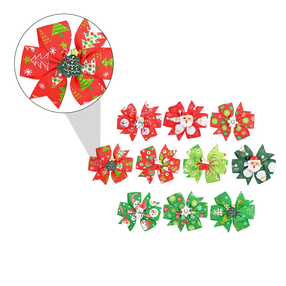 

10pcs Hair Bow Clips Bright Colors Christmas Matching Curly Braiding Hairstyles Baby Shower Birthday Gifts Girls Kids Teenagers
