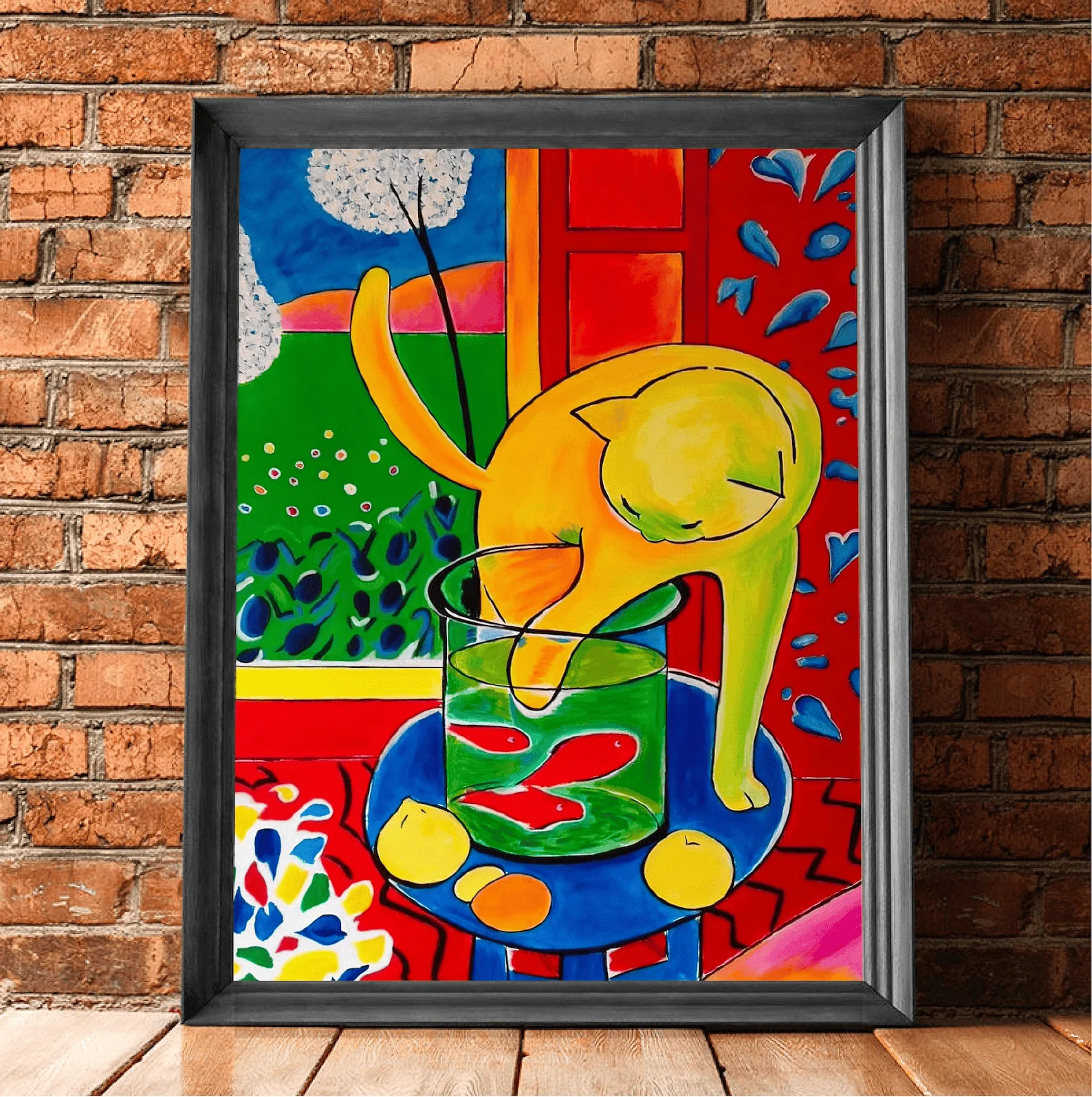 Matisse Wandkunst |   Kunst für Katzen und rote Fische |   Gelber Katzendruck |   Bunte Wandkunst |   Lebendige Wanddekoration |   Digitales DOWNLOAD |   Drucken Sie