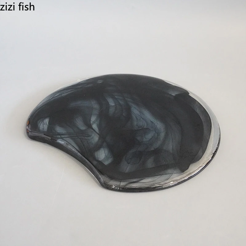Irregular Glass Plate Creative Sashimi Sushi Plate Foie Gras Plate Dessert Snack Dish Serving Plates Molecular Cuisine Tableware