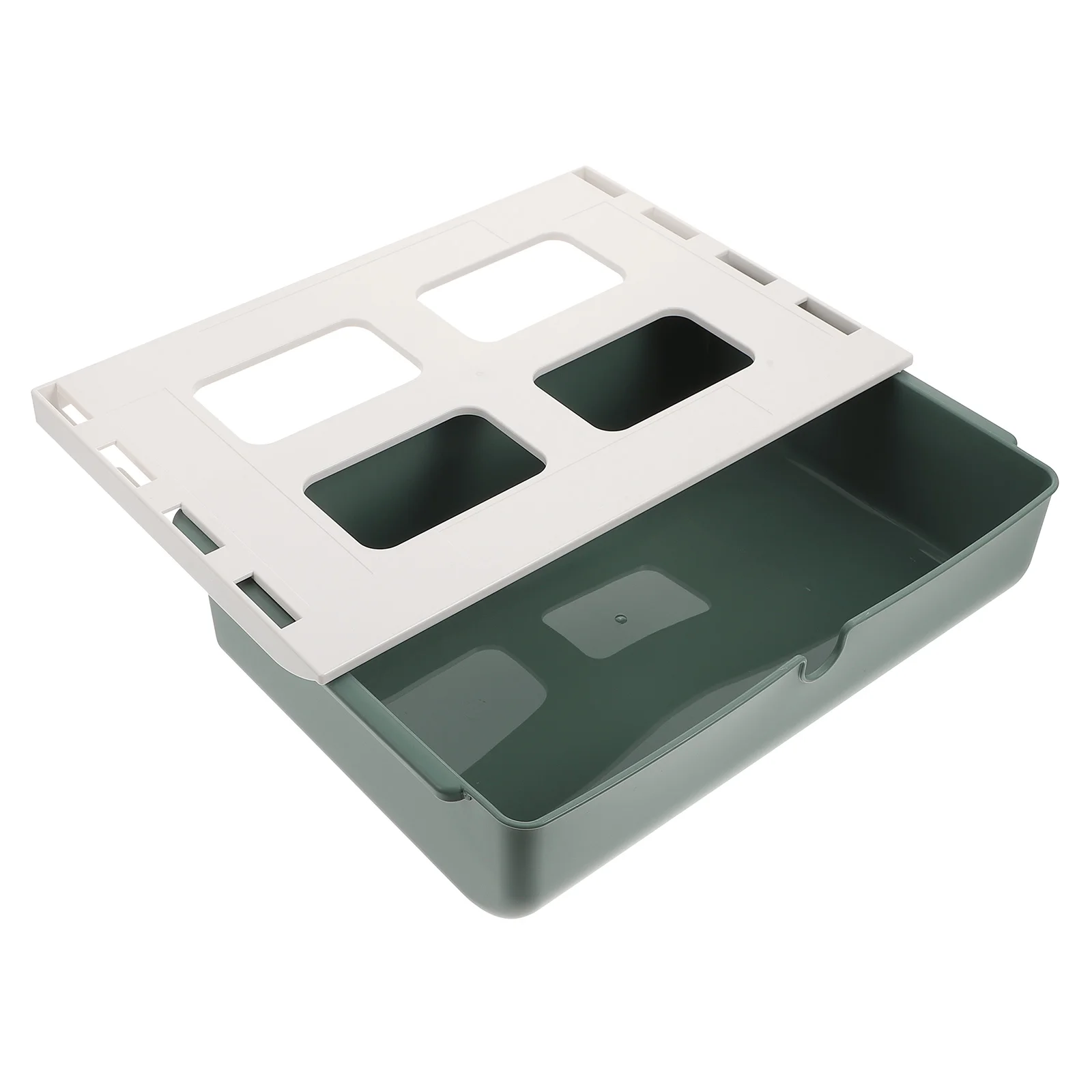 1pc Under Desk Storage Box Drawer Type Adhesive Organizer For Pens Cables Papers Hidden Under Table Holder Plastic Container
