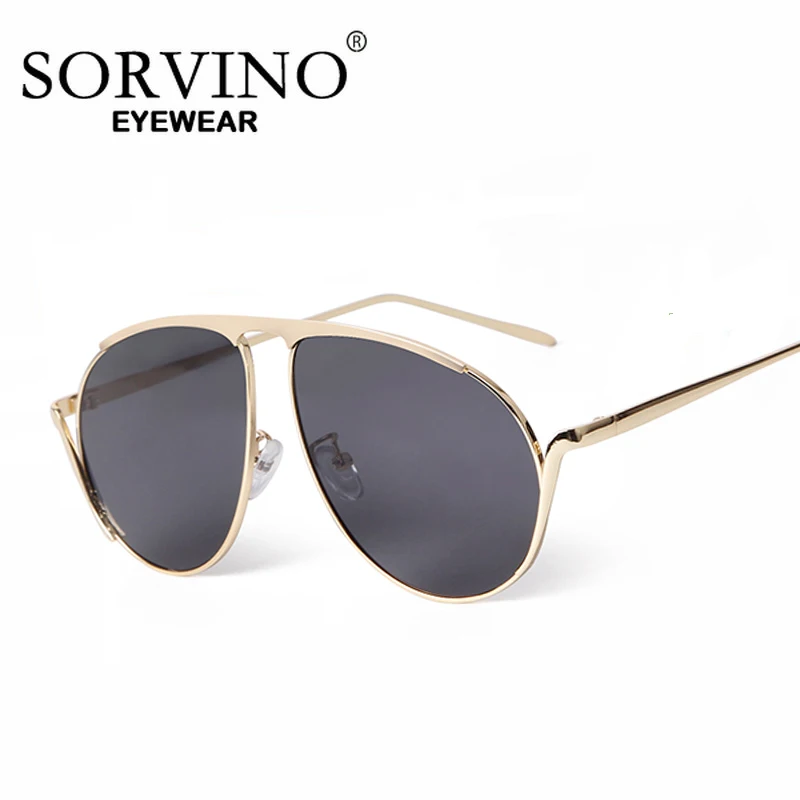 SORVINO Oversized Aviation Oval Punk Sunglasses Women 2025 Luxury Brand Retro Female Metal Frame Sun Glasses Oculos De Sol