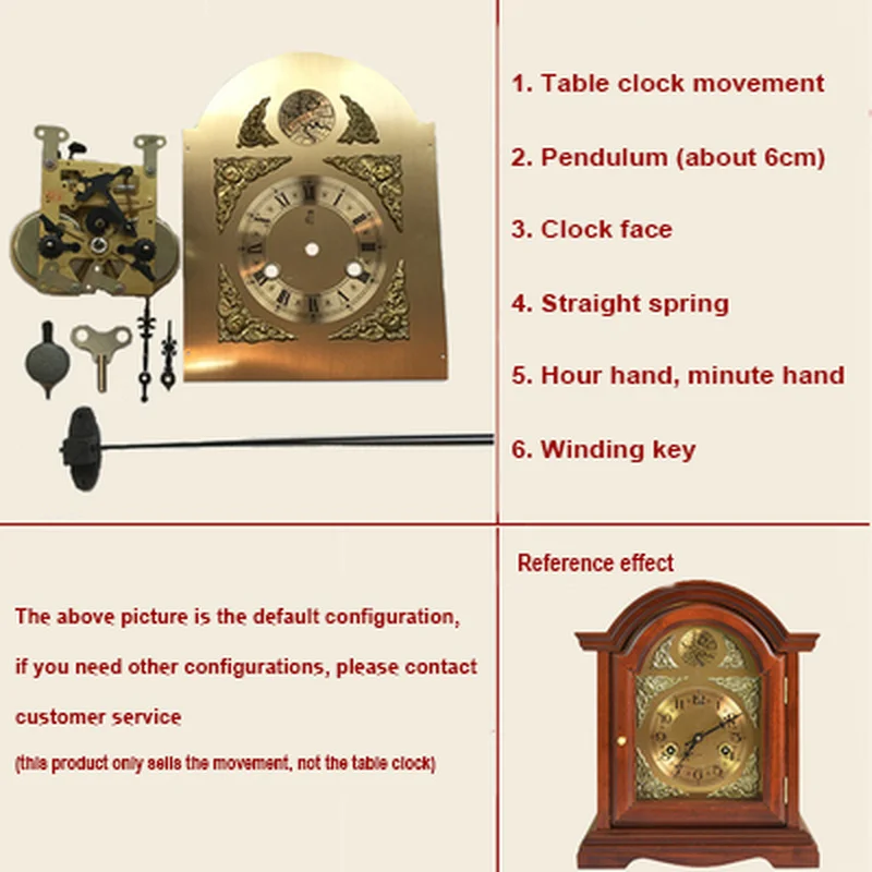 F Type 31 Days Mechanical Floor Clock Movement Clockwork Clock DIY Full Set of Accessories Winding Vertical Metal Clock Parts