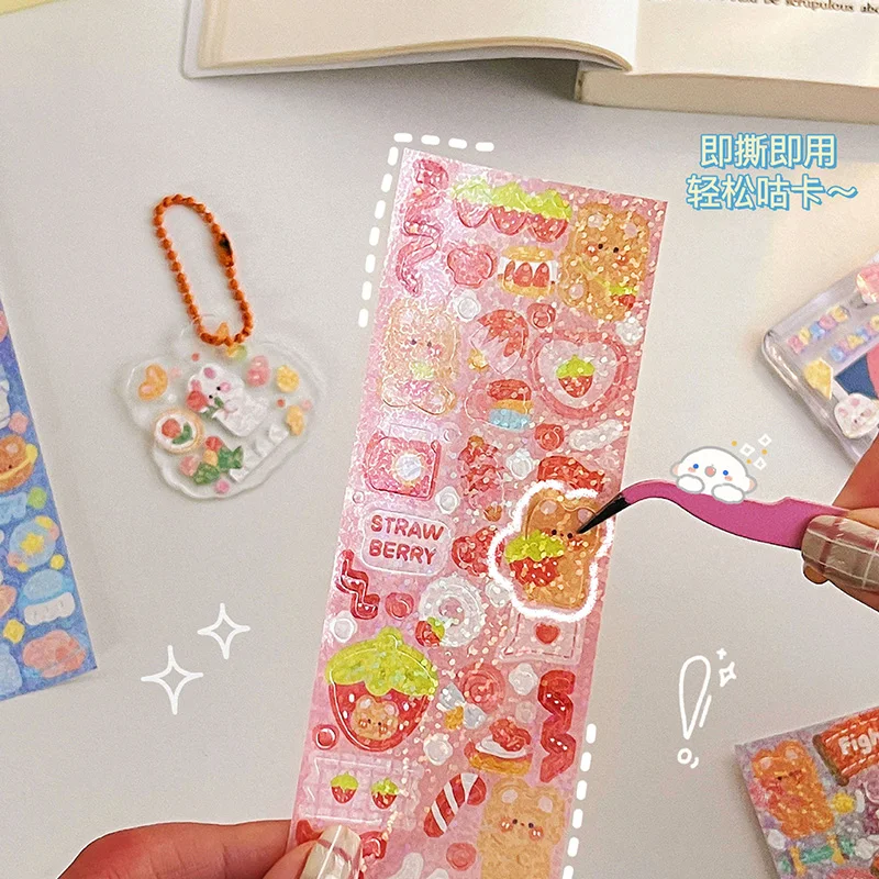 1Pcs Shining Laser Bling Cartoon Bunny Stationery Sticker for Scrapbooking, Phone, Journal, Laptop, Photo Decoration Gift image 4