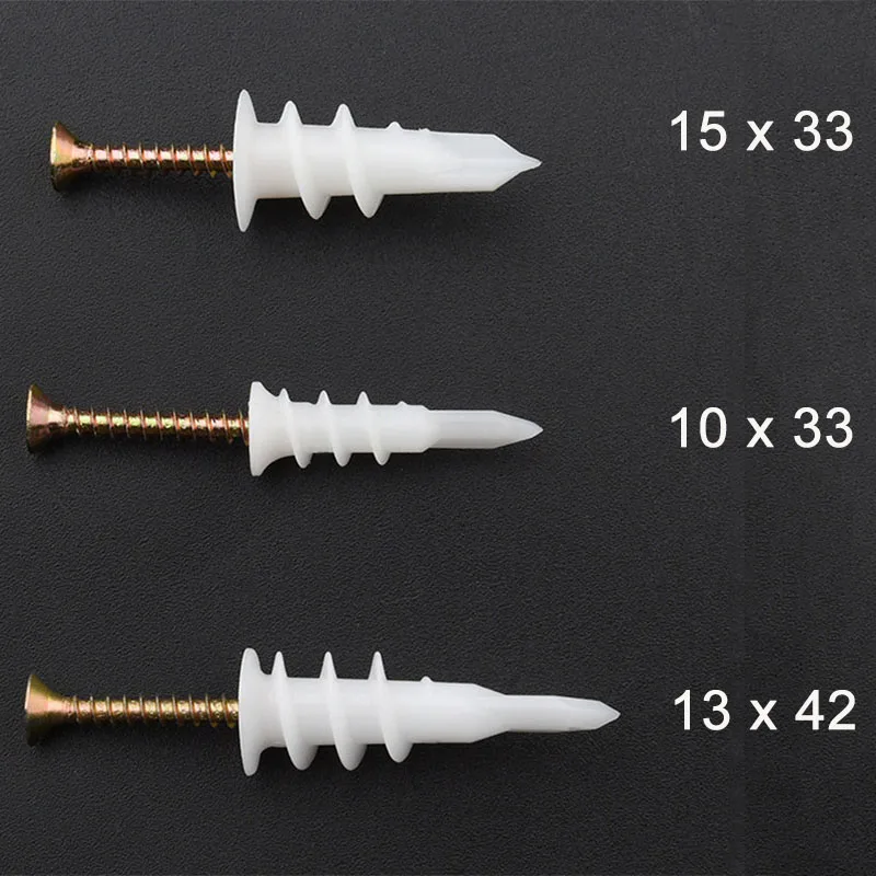 5/10/20/50/100 Sets Self Drilling Drywall Anchor with Tapping Screw for Plasterboard Gypsum Hollow Cavity Wall Expansion Plug