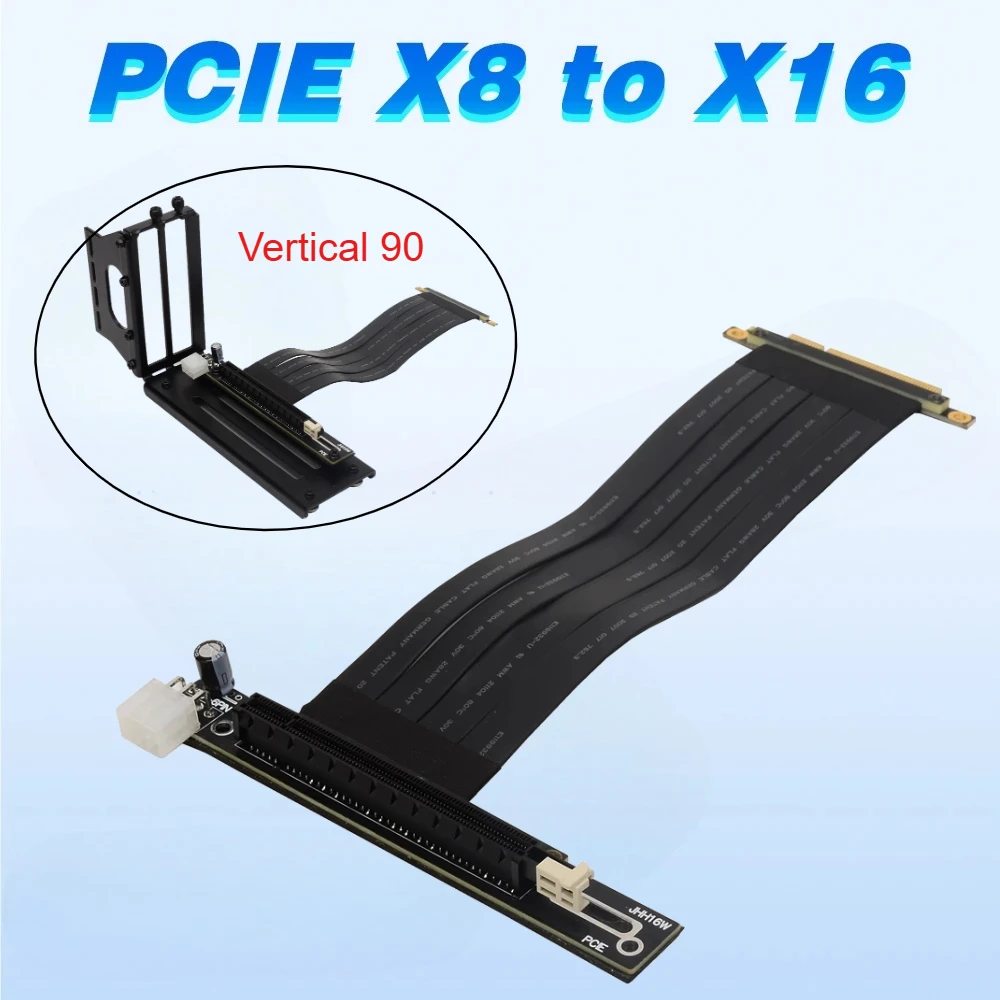 Universal Vertical PCI-e 3.0 X8 To X16 Mining Extension Riser Cable PCI Express PCI-E 8x 16x for AMD NVIDIA Graphics Video Cards
