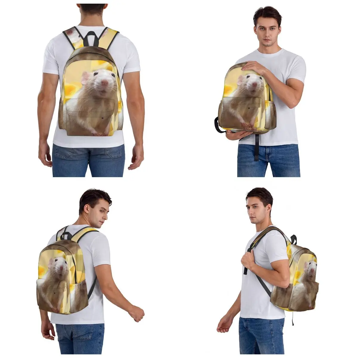 Mochila para estudiantes con ratas, ratón, queso, Animal, mochila escolar, senderismo, viaje, mochila para hombres, mujeres, niños y niñas, mochila, bolsos de hombro