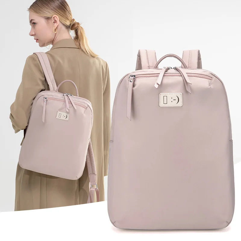 Mochila impermeável para laptop para mulheres, bolsa de viagem de negócios, mochilas para notebook ao ar livre, grande e fina, mochila rosa para