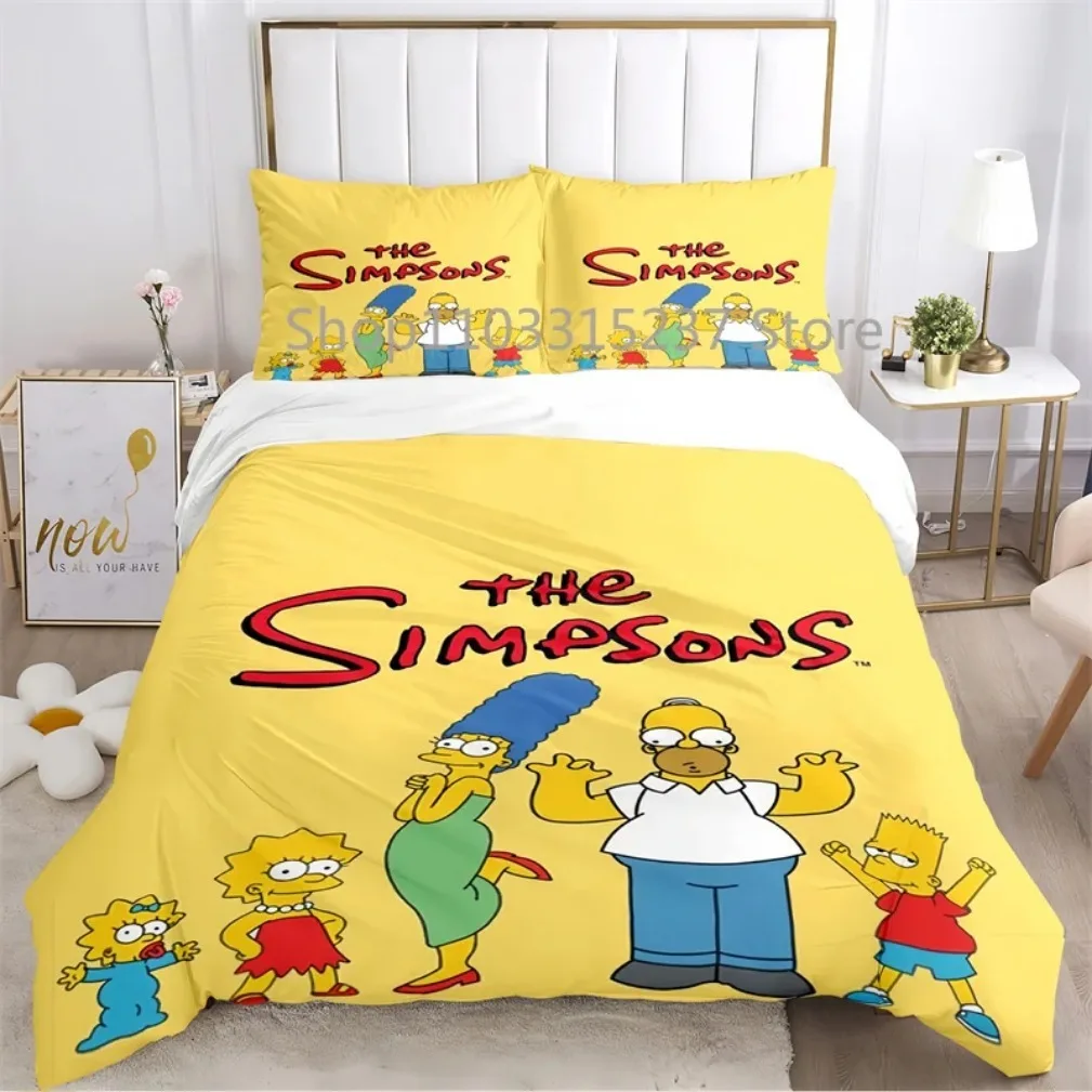 Anime The Simpsons Duvet Cover,The Simpsons Bedding Set,Simpsons Quilt Covers Pillowcases Bedroom for Children Adolescents