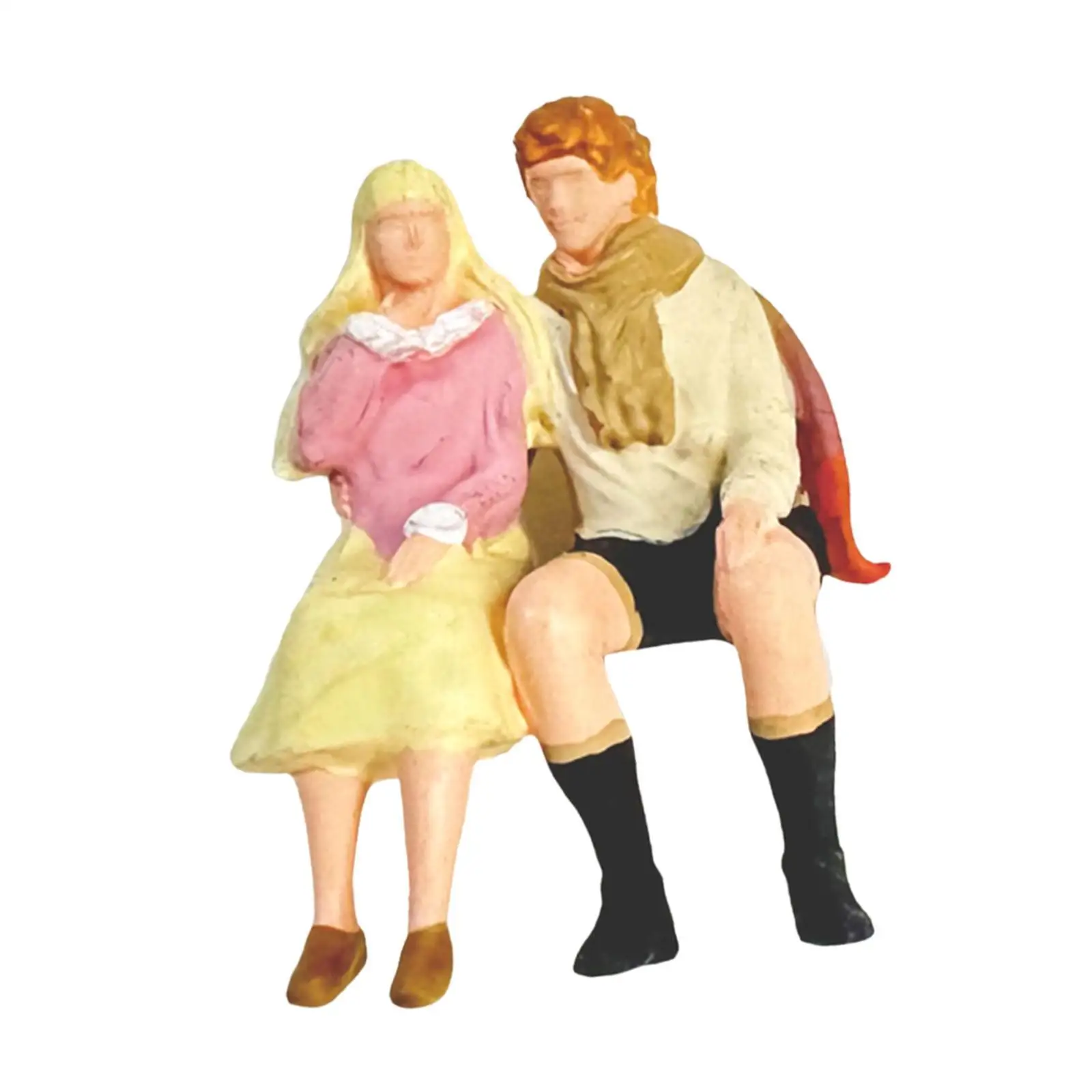 1/64 Scale Couple Miniature Figure Ornament Painted Collections Tiny Miniature Scene Figurine for DIY Projects Photography Prop