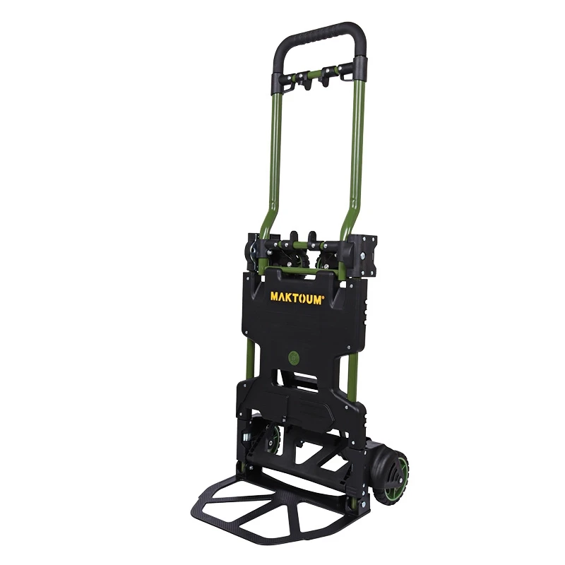 折りたたみ式ポータブルフラットベッドトロリー移動トロリー家庭用ミュートトロリー荷物を引く四輪トレーラー荷物トロリー