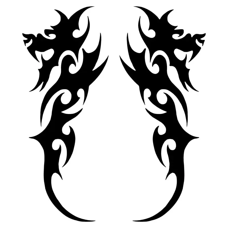 Tribal Dragon Fashion Car Styling Stickers Vinyl Car Body Decorative Decals Black/Silver 7.1*18.5CM