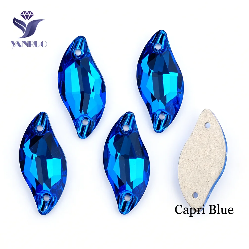 YANRUO 3254 Leaf All Color S Shape Sew On Strass Glass Crystal Flat Back Stones cucito Strass Applique per il vestito