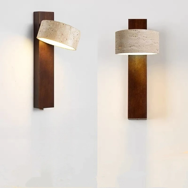 

Wabi Sabi Yellow Travertine Wall Lamp 110V 220V Nordic LED Stone Sconce Wall Lights for Bedside Bedroom Living Room Wandlamp