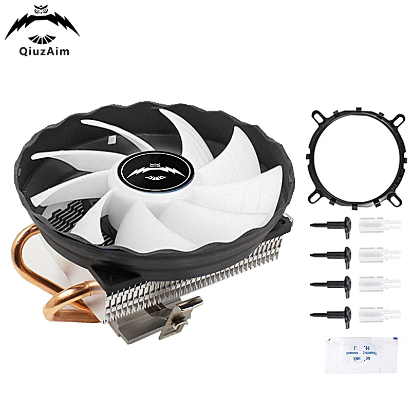 QiuzAim Air-cooled Radiator 120mm Fan am4 am5 Processor Cooler 2 Heat Pipe CPU Installing LGA775 115x 1200 1700 1356 1366 PWM