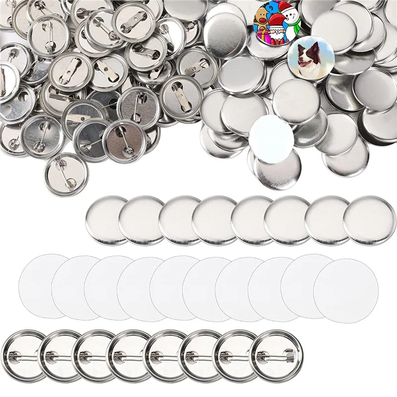 

600 Pcs Blank Button Making Supplies 25Mm/1Inch Back Button Pin Making Kit Metal Badge Parts for Button Making Machine