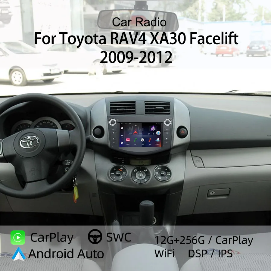 9‘’ Car Radio For Toyota RAV4 XA30 Facelift 2009-2012 wireless CarPlay Navigation Stereo Multimedia Video Player WiFi