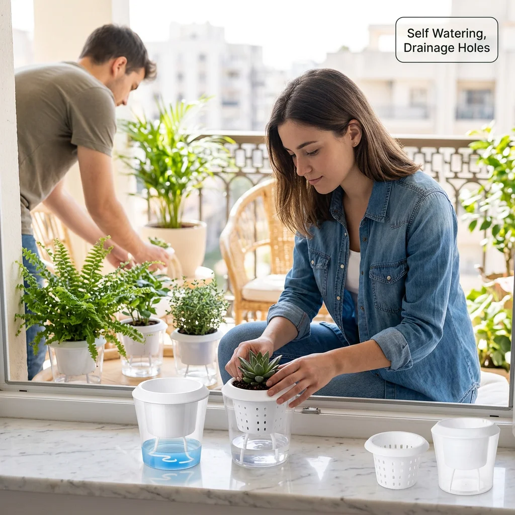 12 Pack Self Watering Nursery Pots for Succulents Small Plants with Drainage Holes for Indoor Garden Windowsill Decoration