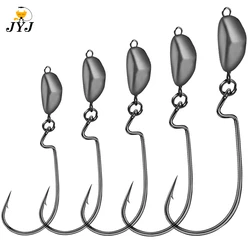 5pcs 3.5-14g tacle crossing head hook anti-hanging bottom swing reinforced crank hook lure texas fishing group bass fish hooks