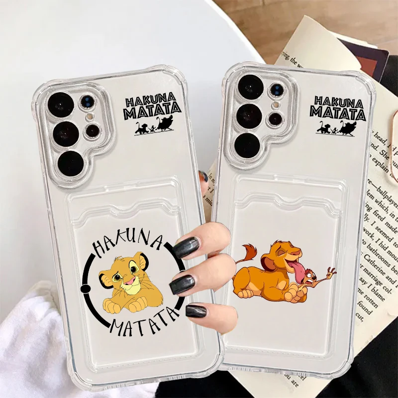 The Lion King Disney Cartoon For Samsung S24 S23 S22 S21 S20 Ultra FE Plus A55 A53 5G Photo Card Bag Transparent Funda