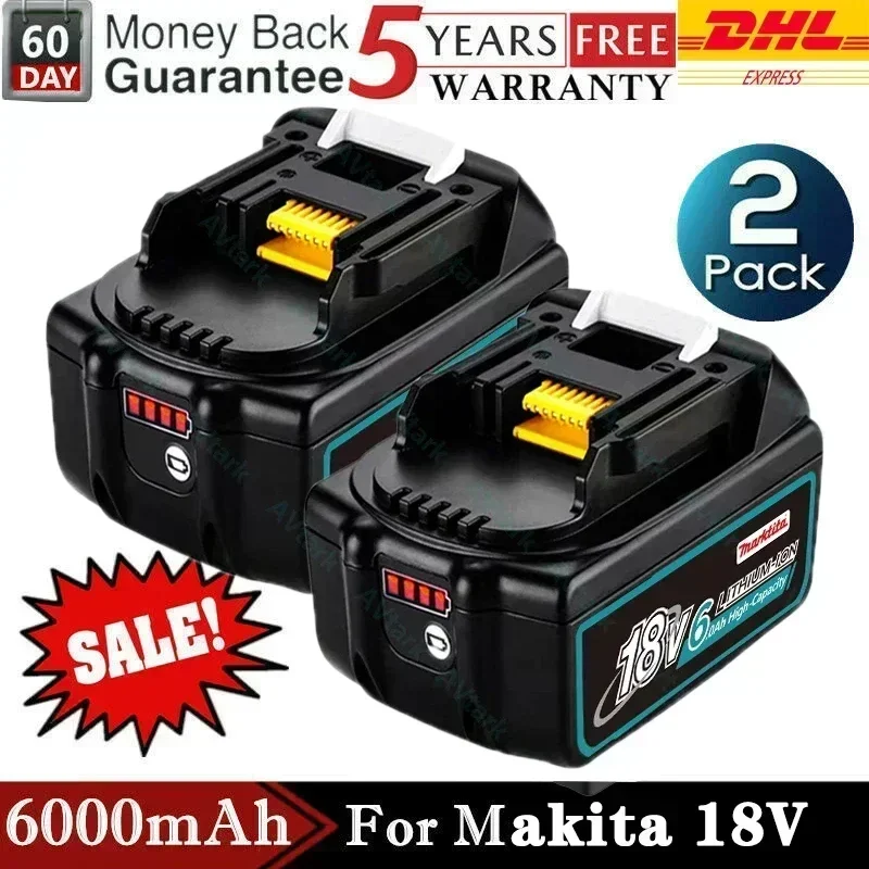 

Makita rechargeable lithium-ion battery, 18V, 6AH, 18650, BL1860B, BL1860, BL1850, DDF486, DF488 backup battery