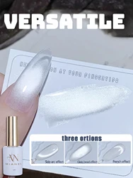 MIANEL 12ML Hot-selling Streamer White Cat Eye Gel Nail Polish White Glass Beads Gel White Nails Nail Art Summer Nails 1-21pcs