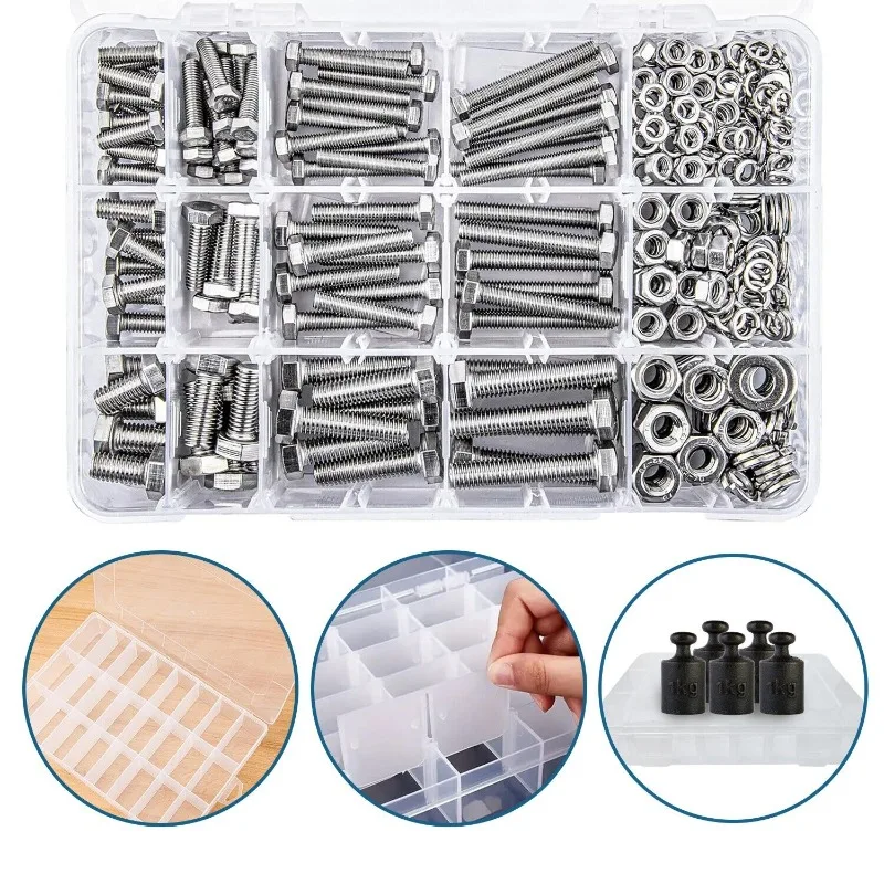 416pcs Hex Socket Screws Bolt Nuts Set Stainless Steel Hex Cap Bolt and Nut Washer Assortment Kit M5/M6/M8