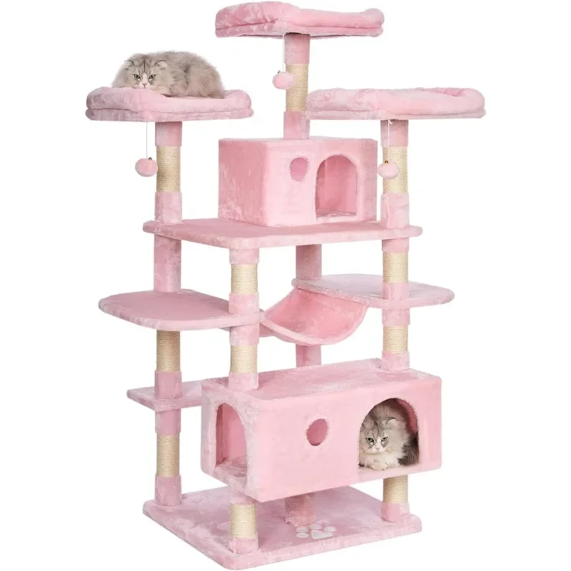 BEWISHOME Large Cat Tree Tower for Indoor Cats with Cat Condo with Plush Perches Houses Sisal Scratching Posts Hammock