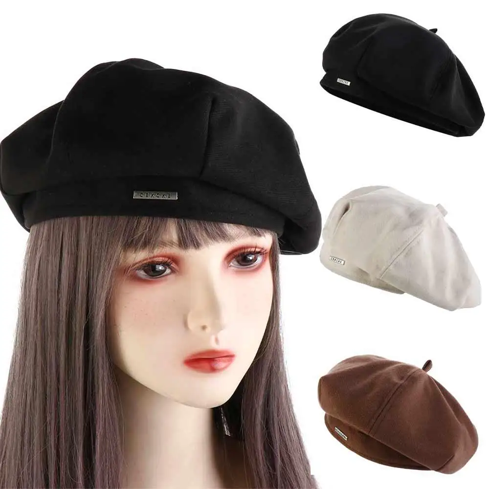 1PCS Harajuku Woolen Beret Hat Casual Newsboy Cap Painter Hat Octagonal Cap Artist Hat Y2K Painter Hat Girl