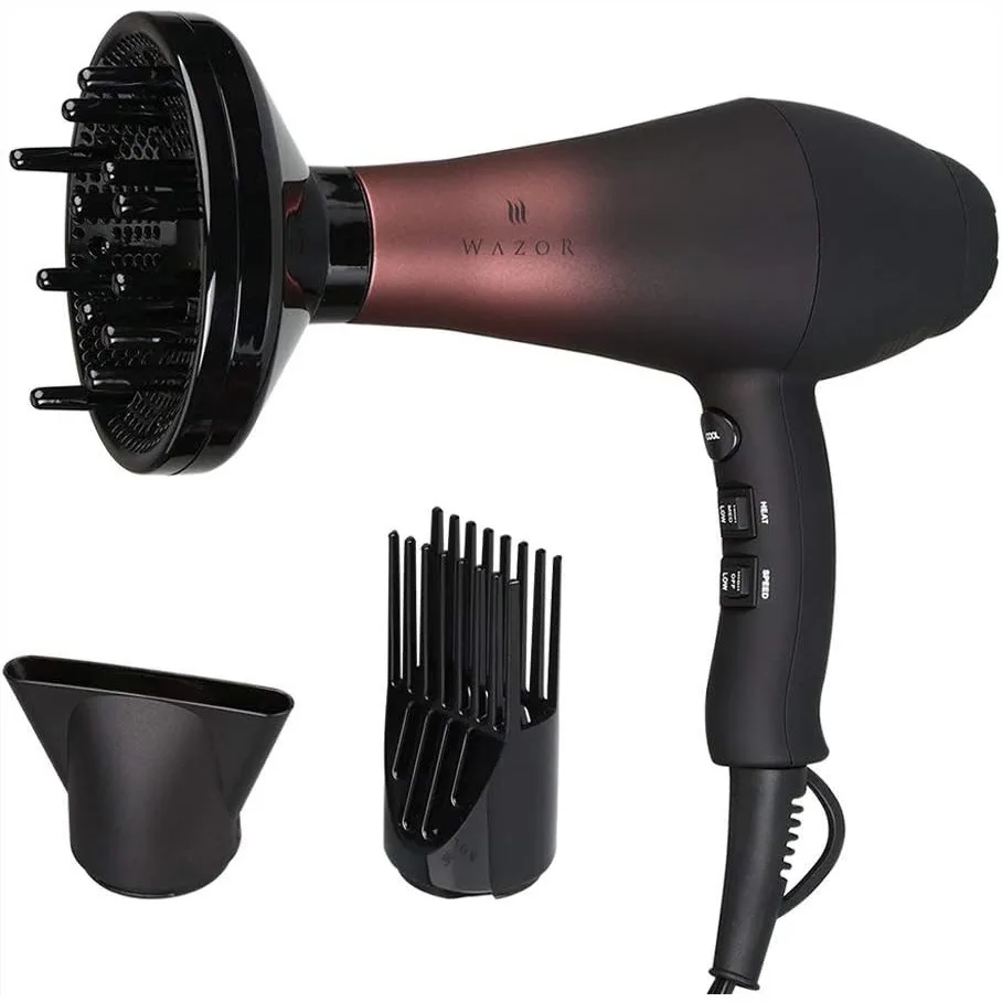 

Professional Ionic Hair Dryer 1875W with Diffuser, Comb, Nozzle, Tourmaline Ceramic, Quiet AC Motor for Fast Drying and Styling