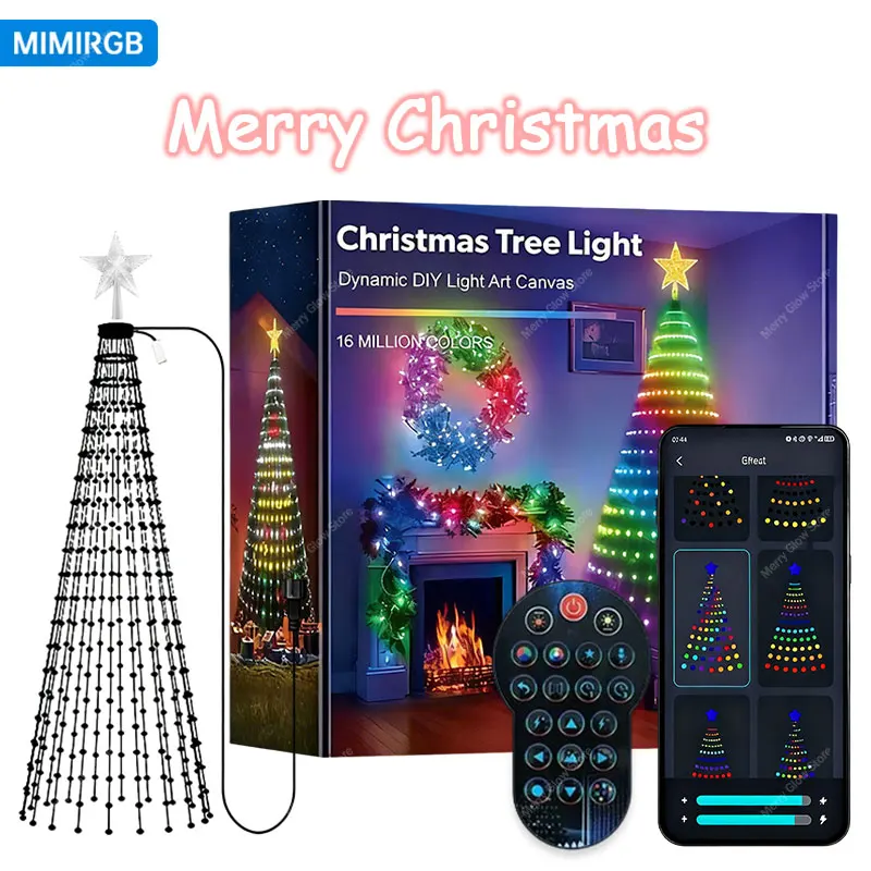 スマートクリスマスツリーライト リモコン＆アプリ制御 400個のRGB LEDビーズ 音楽同期タイマー付き ホリデークリスマスデコレーション用