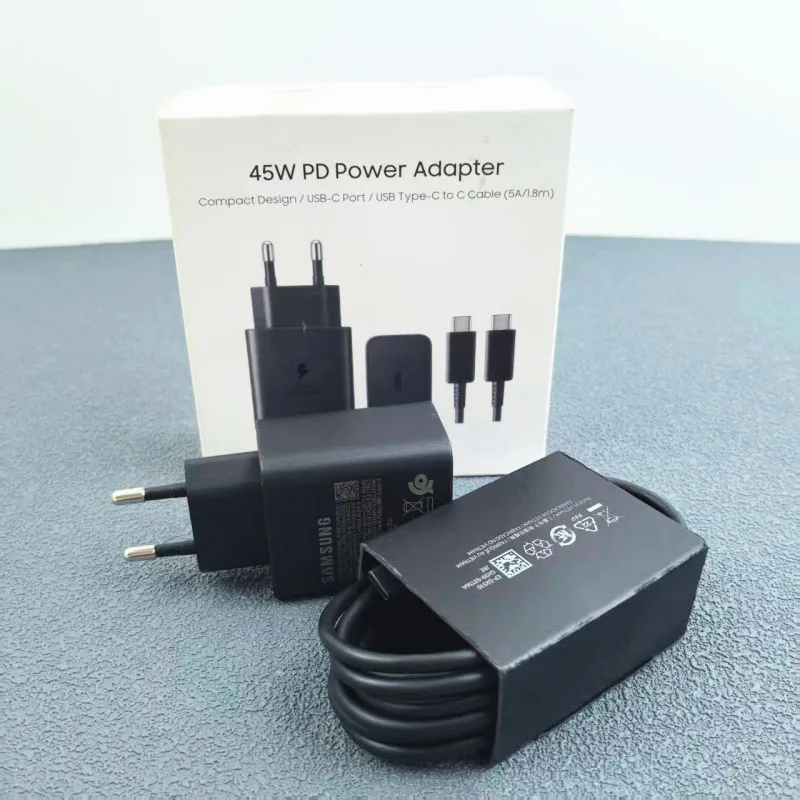 سامسونج S25 FE/edge الاتحاد الأوروبي/الولايات المتحدة شاحن 45 واط PD سوبر سريع مهايئ شحن لمجرة Z فليب أضعاف 7 6 5 4 3 S21 S22 S23 S24 نوت 20 الترا