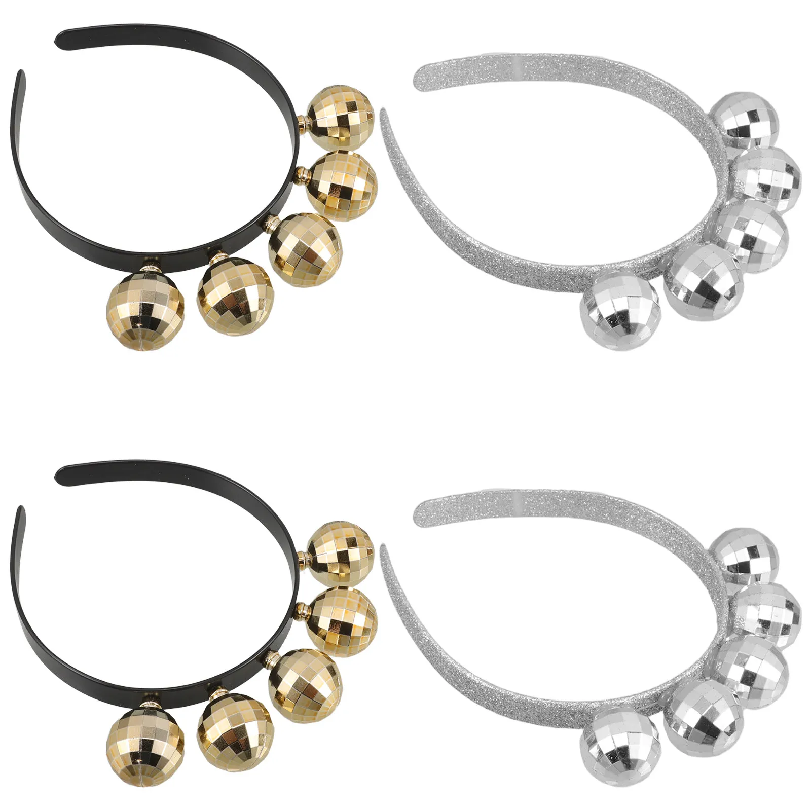 

Набор из 4 зеркальных повязок на голову в стиле диско, аксессуары для волос, праздничные украшения для женщин, декор для вечеринок, дней рождения и свадеб