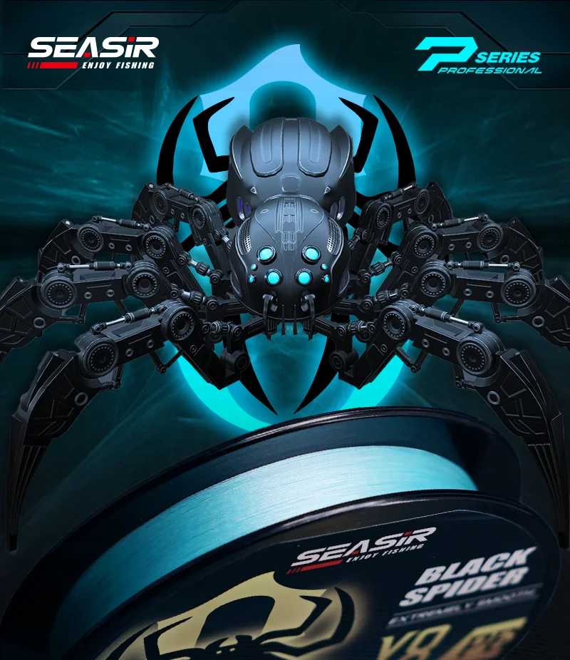 Seasir P-Series Black Spider 8 geflochtene PE-Angelschnur, Eisblau, 8 Stränge, Pe-Angelschnur, 150 m, 16–46 lb – Detail 2