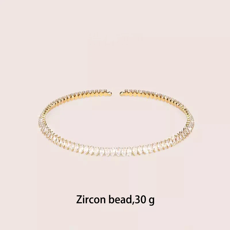 Zircon Collar Open Chokers Adjustable Length Pure Copper Metal Necklace Light Golden Color Jewellry