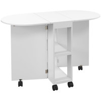 HOMCOM folding dining table with wheels load 80 kg 120x60x77 cm White