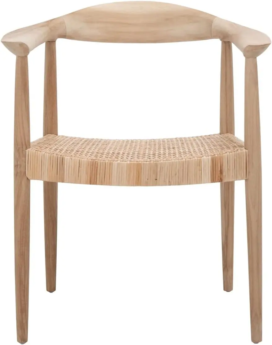 SAFAVIEH Home Collection Sijo Wood Accent Chair (Fully Assembled) ACH1007A, Natural Teak/Natural Rattan