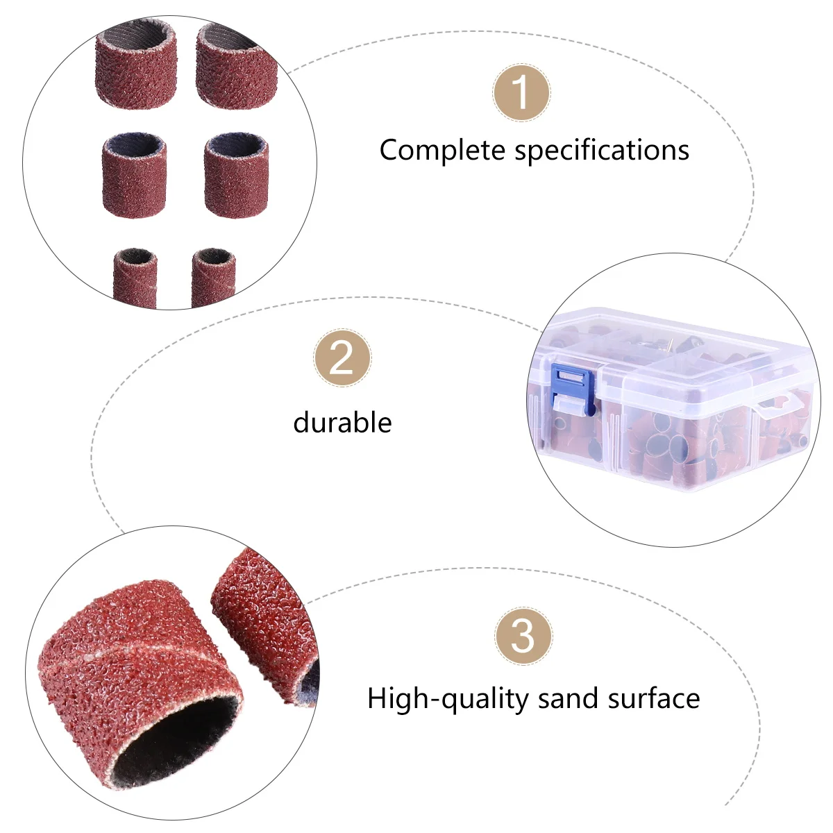 

252pcs Sanding Head Bands Drum Mandrels Sandpaper Sleeves Nail Drill Cloth Woodworking Polishing Abrasive Rotary Tool