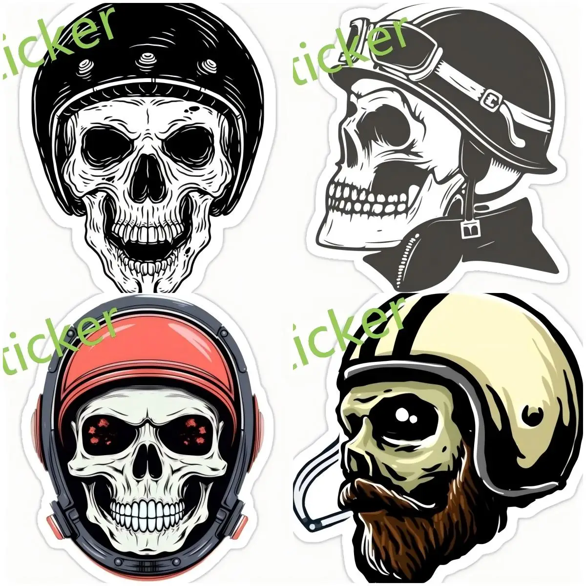 

Skull Helmet Colorful Slap Decal Car Goods Windows Trunk Decor Car Stickers DIY Creative Decal Scratch-Proof Windows Graphics