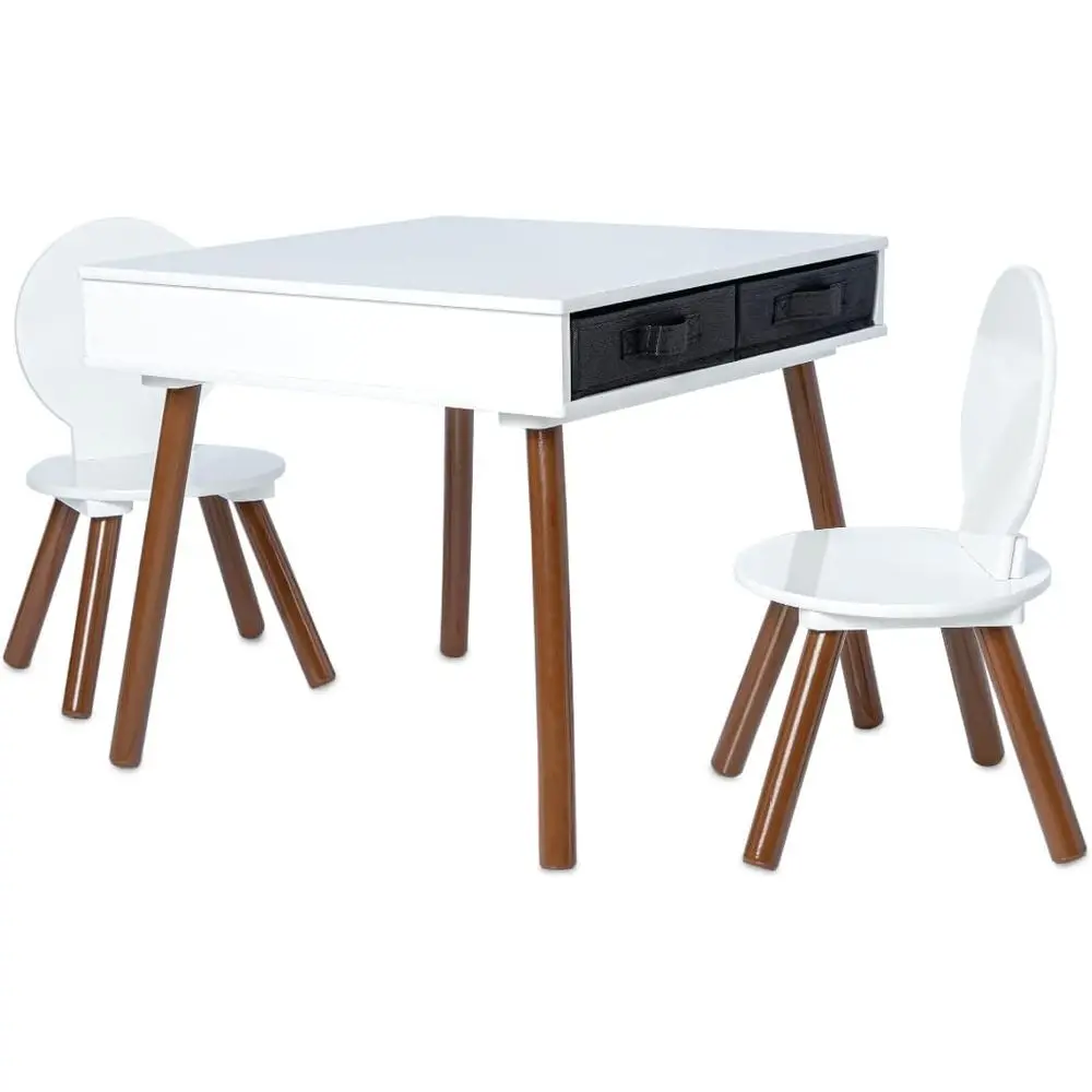 

Kids Century ern Table and Chair Set Wooden with Storage Baskets, Activity Playset urniture - or Kids and Toddlers