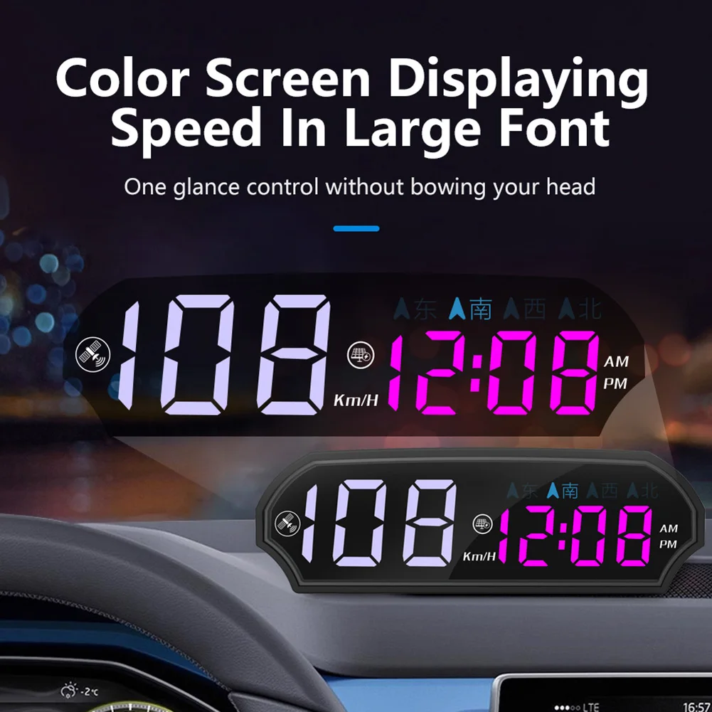Solar Head Up Display GPS + Digital Car Speedometer Intelligent Light Sensing HUD & Compass Car Instrument Panel Accessories