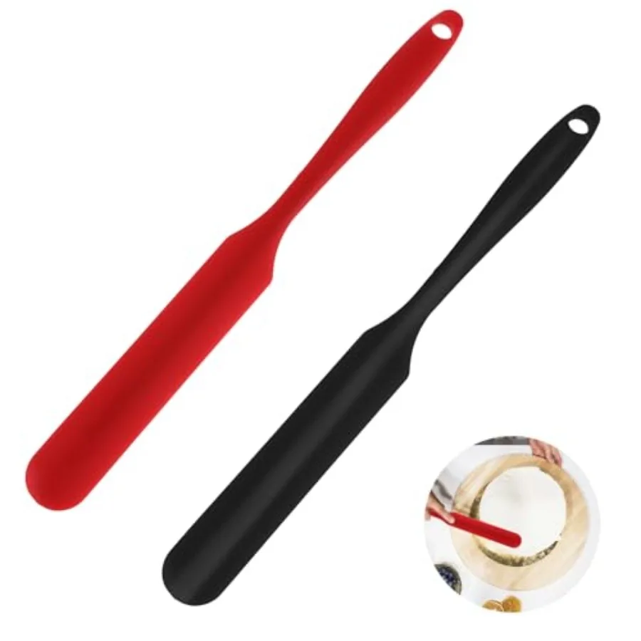 

2Pcs Silicone Jar Spatulas Long Handle Silicone Jar Spatulas for Baking Cooking NonStick Heat Resistant Jar Butter Scrapers for