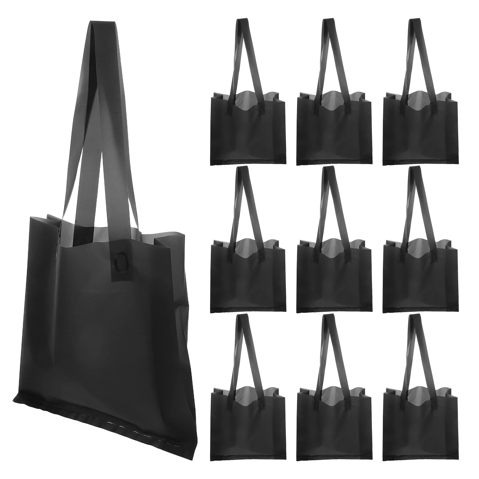 

50pcs Clothing Shopping Bags Black Shoulder Straps Medium Size Reusable Tote Bags for Women Fashionable Grocery Carrier