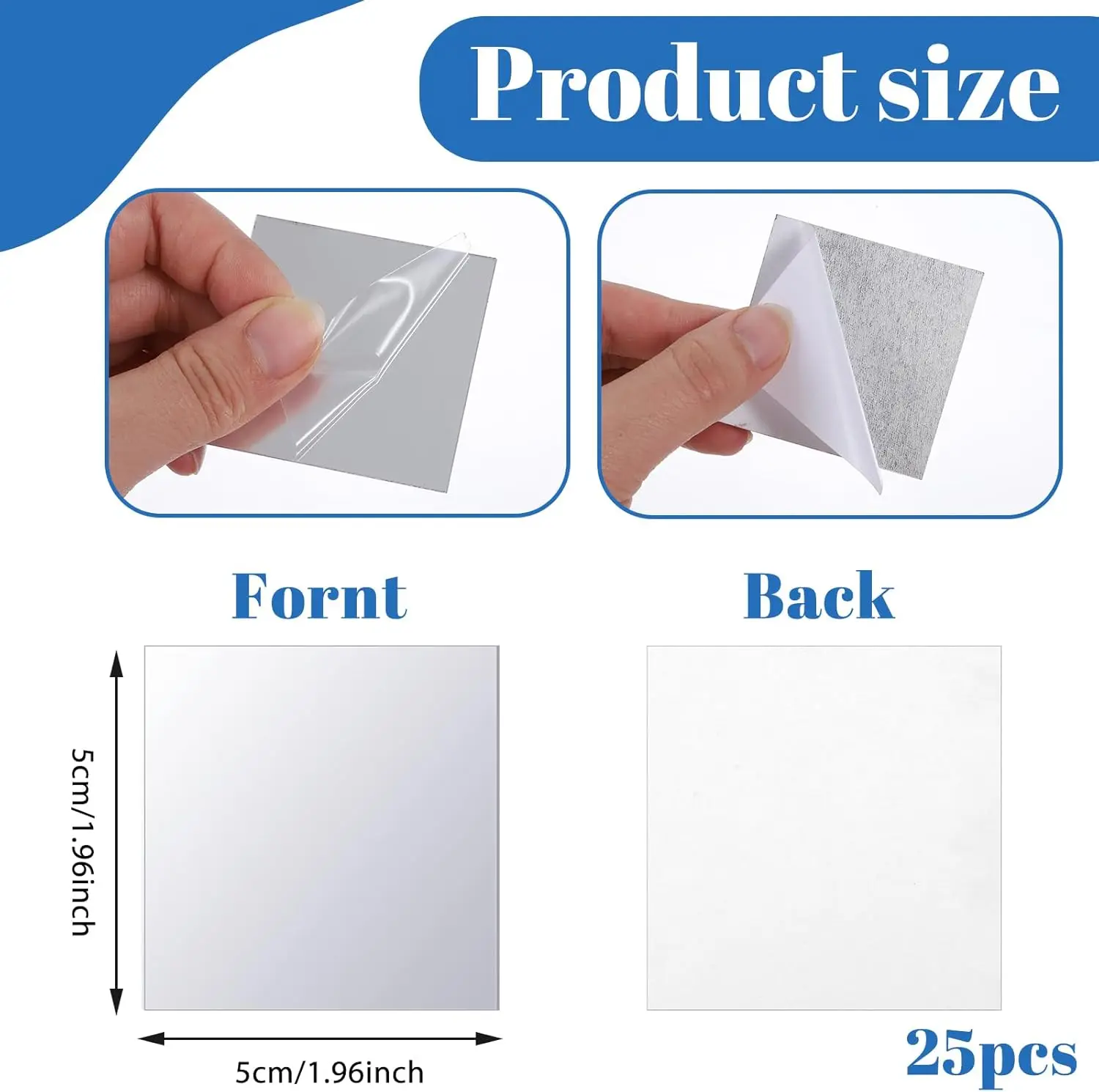 25 PCS Mini Square Mirrors, Acrylic Mirror Wall Stickers Adhesive Small Square Mirrors Tiles Shatter Proof Mirror for DIY Projec